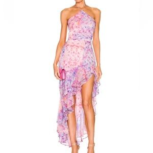 Amanda Uprichard Floral High-Low Carolina Dress in Cotton Candy